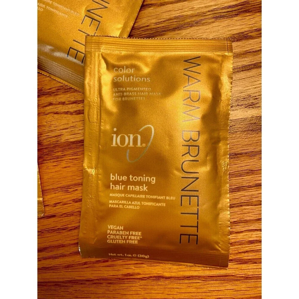 (6) Packs- Ion Warm Brunette Blue Toning Hair Mask Packet 1 Oz NEW Pouch Disc